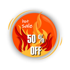 Special offer, sale, discounts 50percent. Hot sale banners set. Flat tag, bargain price. Vector image.