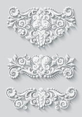 Vector modern volumetric floral elements