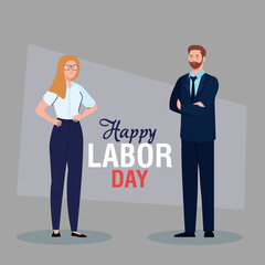 labor day poster, with business couple