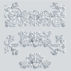 Vector modern volumetric floral elements