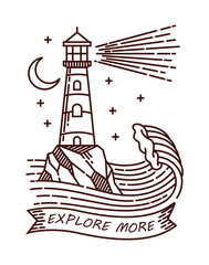 Lighthouse line illustration. hand drawn