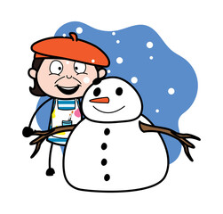 Cartoon Artist with snowman