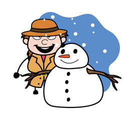 Cartoon Investigator with snowman