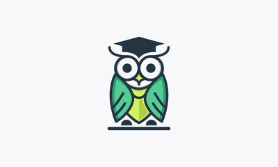 Creative logo design owl icon vector illustration. education symbol university school company.