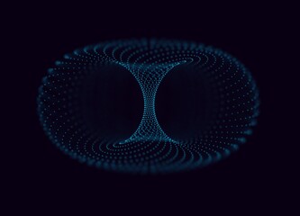 3 D vector torus. Abstract vector element with depth of field. Illustration for your science, digital, biological design. - obrazy, fototapety, plakaty