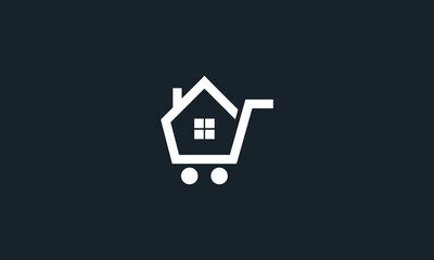 Abstract creative logo design real estate icon symbol incorporate home and shopping cart.