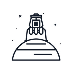 Space module on planet line style icon vector design