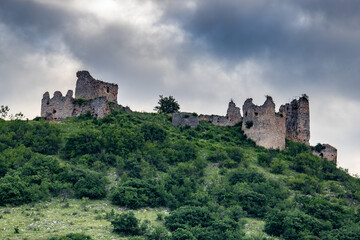 Fototapeta na wymiar Old castle ruins on the hill