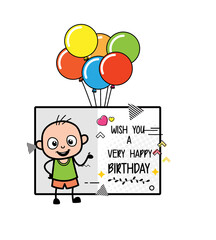 Cartoon Bald Boy Happy Birthday Wishes