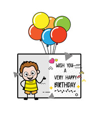 Cartoon Young Boy Happy Birthday Wishes