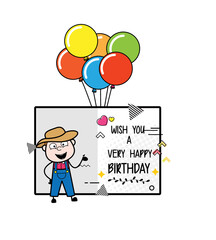 Cartoon Farmer Happy Birthday Wishes
