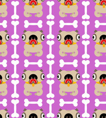 Pug pattern seamless. Dog texture. pet background. Baby fabric ornament