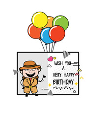 Cartoon Investigator Happy Birthday Wishes