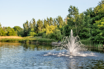 Pond with Aeration Fountain