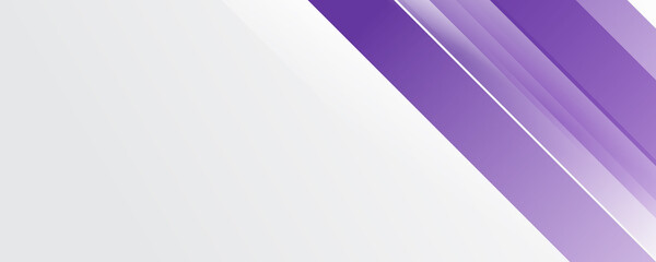 Simple purple white banner background. Lights stripes flat purple gradation on white banner background