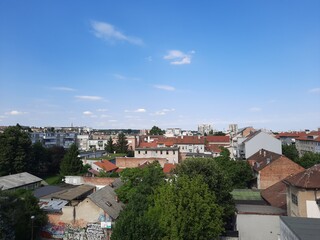 Fototapeta na wymiar The rooftops of Zagreb - capital city of Croatia, on a sunny summer day