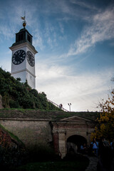 Naklejka premium Clock tower in Petrovaradin fortress, Novi Sad, Serbia