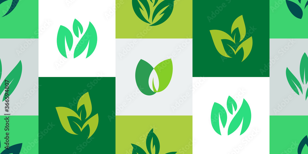 Poster seamless pattern with leaves. icon design. template elements