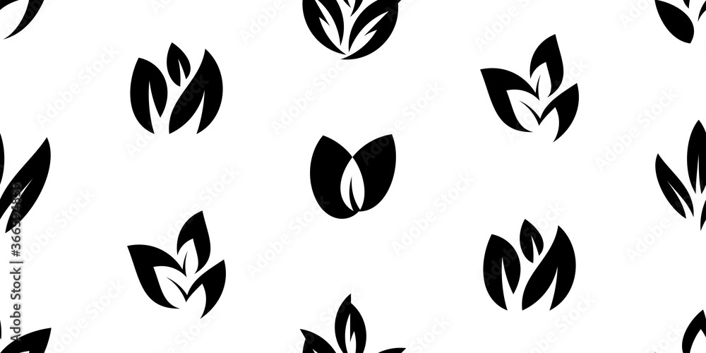 Poster seamless pattern with leaves. icon design. template elements