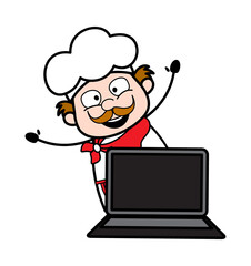 Cartoon Businessman with Laptop