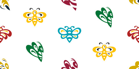 Fototapeta na wymiar Seamless pattern with Bee. Icon design. Template elements