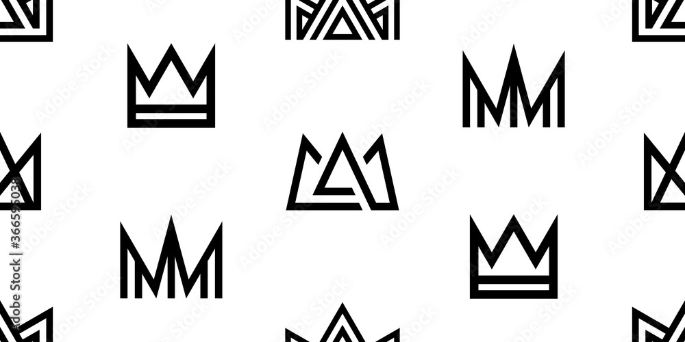 Poster seamless pattern with crown. icon design. template elements