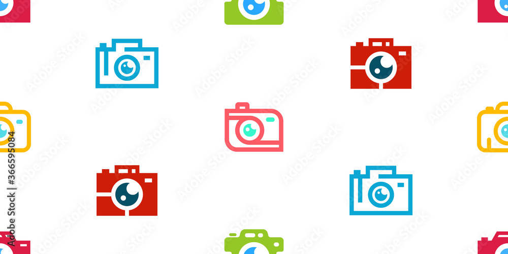 Poster seamless pattern with camera. icon design. template elements