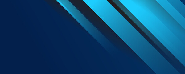 Obraz premium Modern simple blue lights stripes wide banner background with business and corporate concept. Suit for wide banner and social media post stories design template