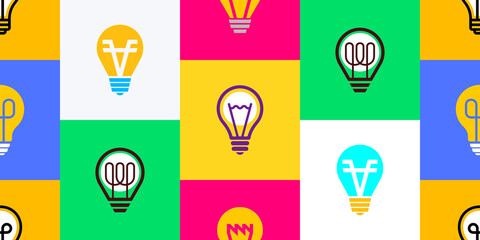 Seamless pattern with Light bulb. Icon design. Template elements