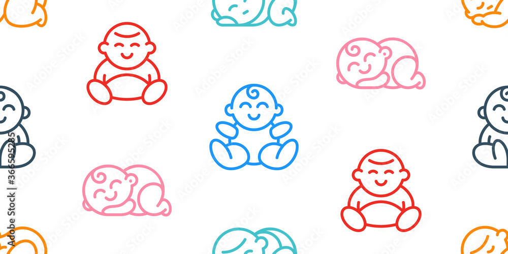 Poster seamless pattern with baby. icon design. template elements