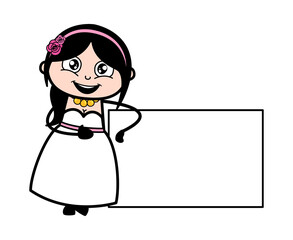 Cartoon Bride with Empty Banner