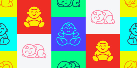 Seamless pattern with Baby. Icon design. Template elements