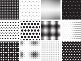 A Collection of 12 Polka Dot Seamless Patterns