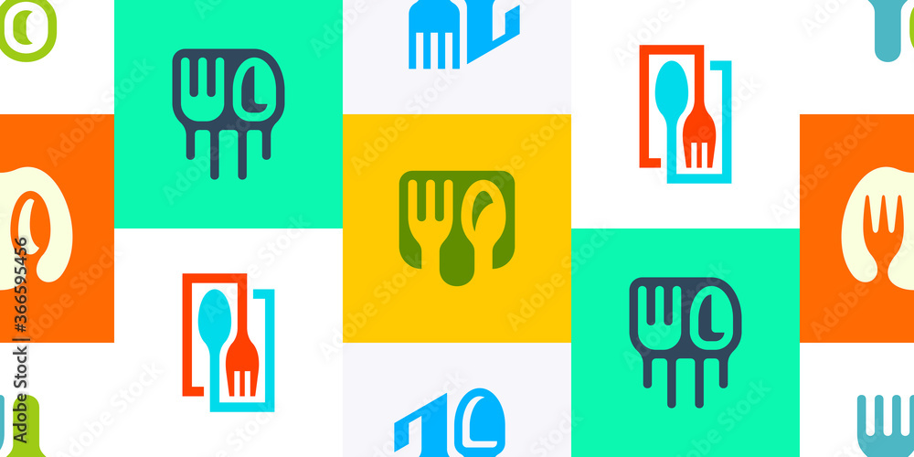 Poster seamless pattern with food. icon design. template elements