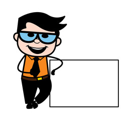 Cartoon Businessman with Empty Banner