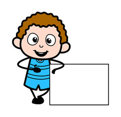 Cartoon Kid with Empty Banner