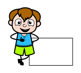 Cartoon Teen Boy with Empty Banner