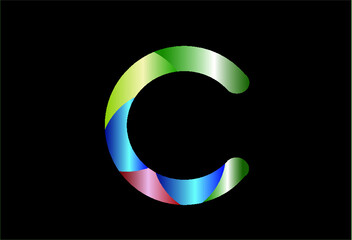 abstract colorful font letter c