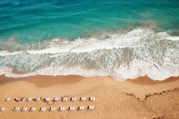 Drone shot of beach at a resort