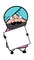 Cartoon Cute Sardar holding a banner