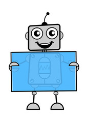 Naklejka premium Cartoon Robot holding a glass banner
