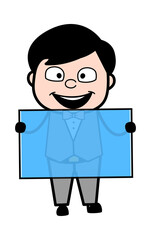 Cartoon Groom holding a glass banner