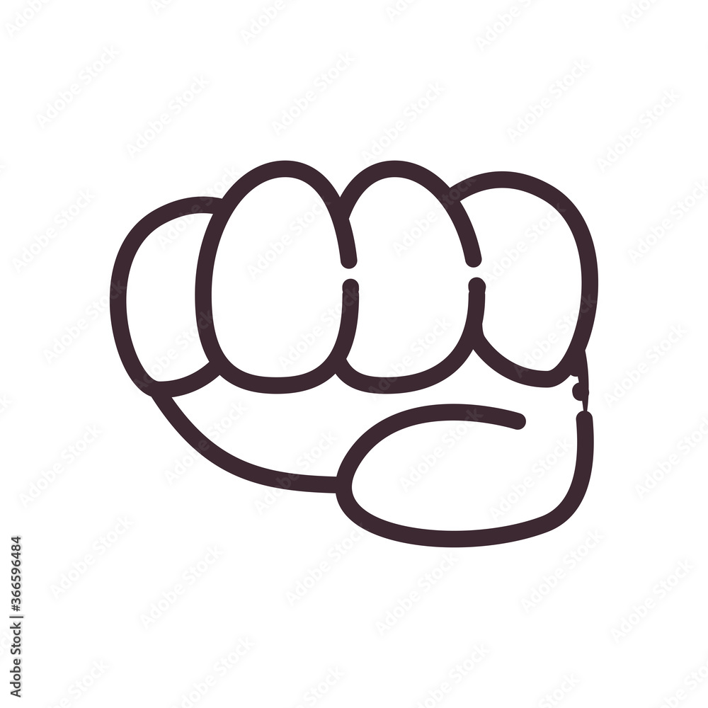 Poster fist gesture with hand line style icon vector design