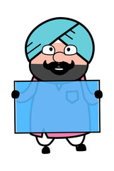 Cartoon Cute Sardar holding a glass banner