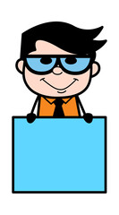 Cartoon Businessman Showing Blank Board