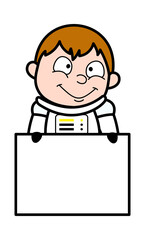 Cartoon Astronaut Showing Blank Board