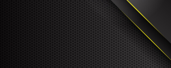 Template corporate concept yellow black grey metal and white contrast background for wide banner