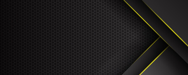 black and yellow metal abstract background for wide banner