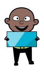 Cartoon Cartoon Bald Black holding a shiny banner
