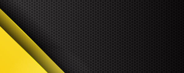 Black and yellow abstract background for wide banner